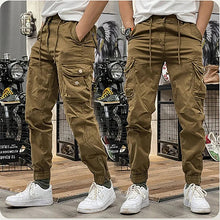 Load image into Gallery viewer, Men&#39;s Multi-Pockets Drawstring Elastic Waist Cargo Pants

