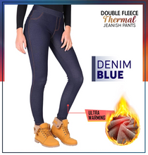 Load image into Gallery viewer, Double Fleece Thermal Jeanish Pants
