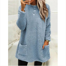 Load image into Gallery viewer, Pocket Crew Neck Casual Warm Long Sleeve T-Shirt Dress

