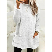 Load image into Gallery viewer, Pocket Crew Neck Casual Warm Long Sleeve T-Shirt Dress

